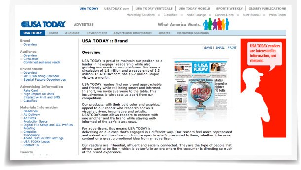USA TODAY Online Media Kit web site