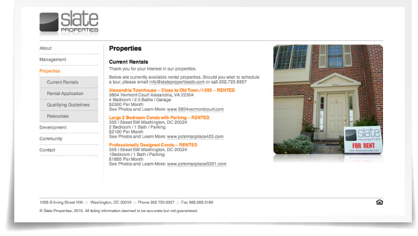 Slate Properties web site