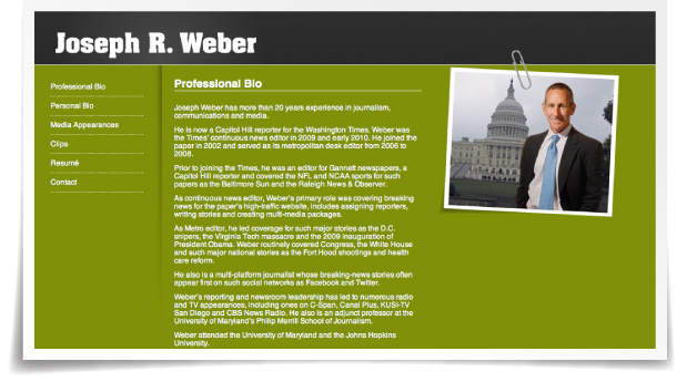 Joseph Weber - Journalist web site